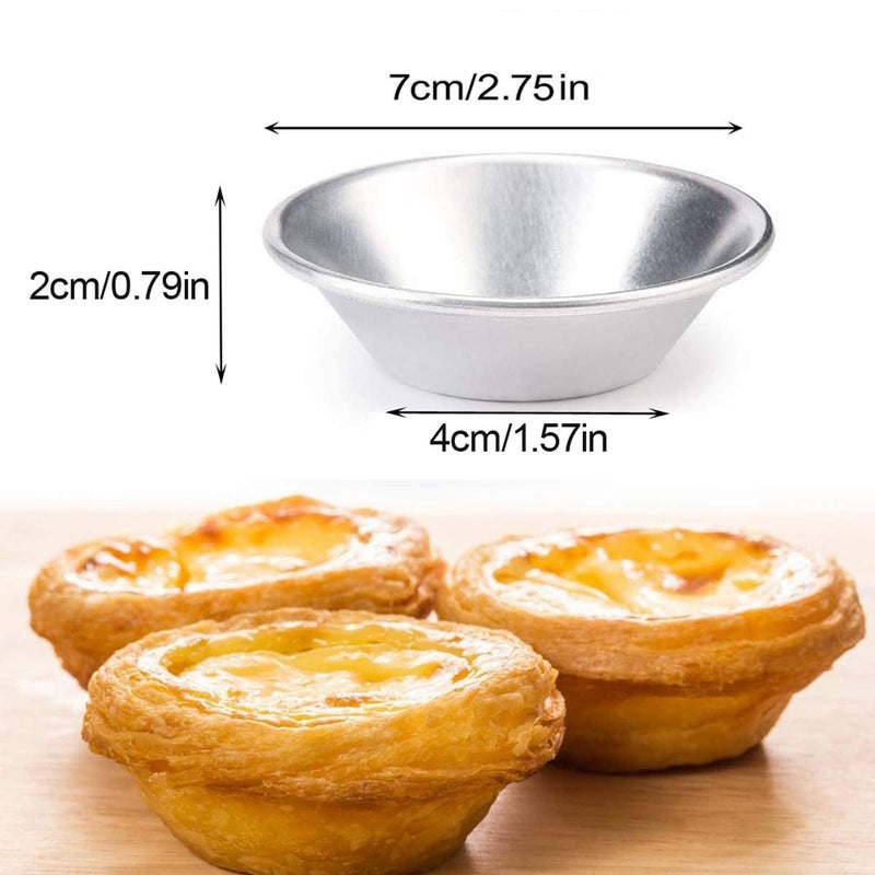 Bezall 20Pcs Egg Tart Molds, Mini Tart Pan for Baking, Aluminium Puto Mold Pie Tins Cupcake Pudding Cups Mould - Image 3